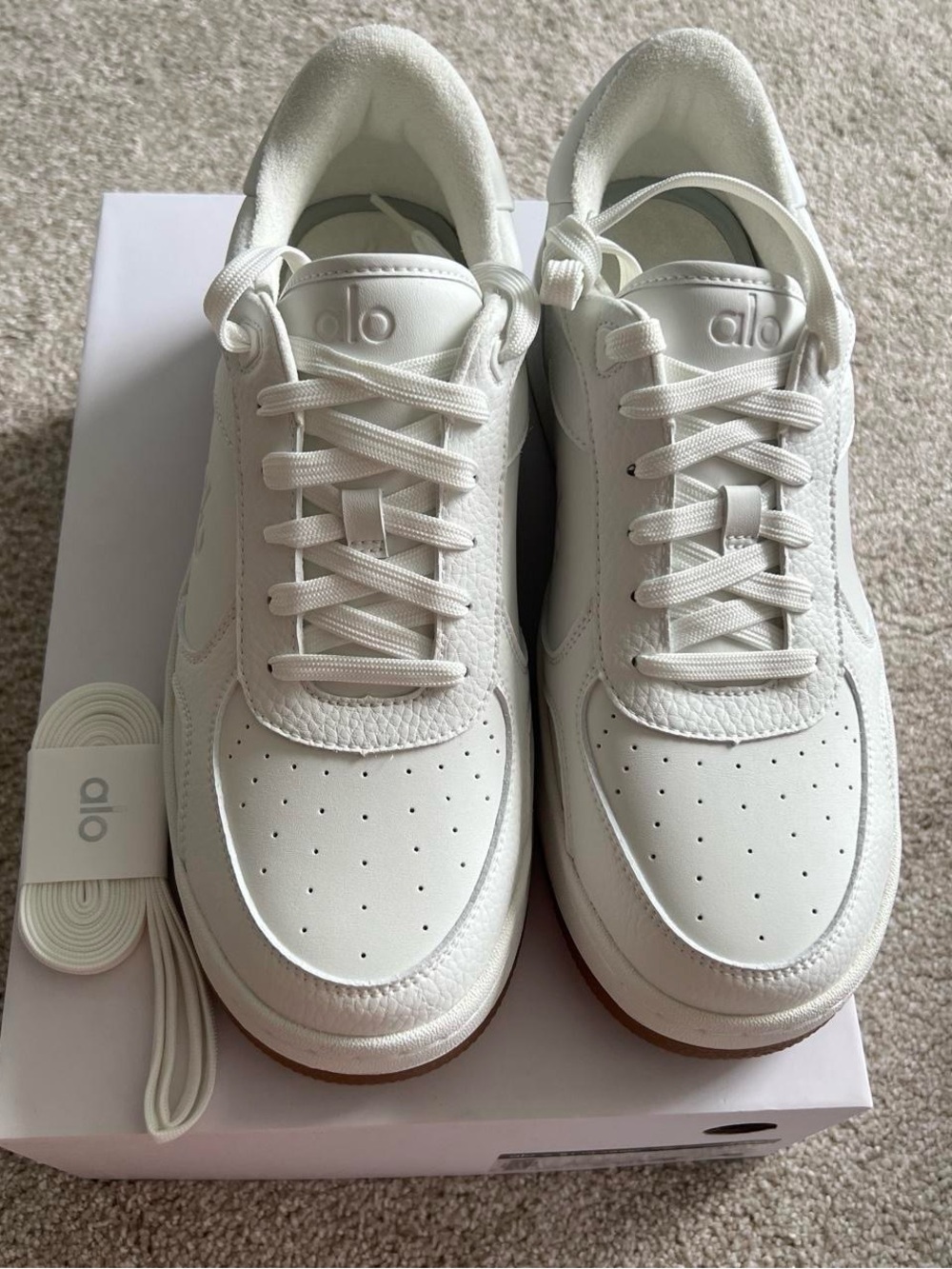 ALO Yoga Men's White Sneakers with Gum Outsole